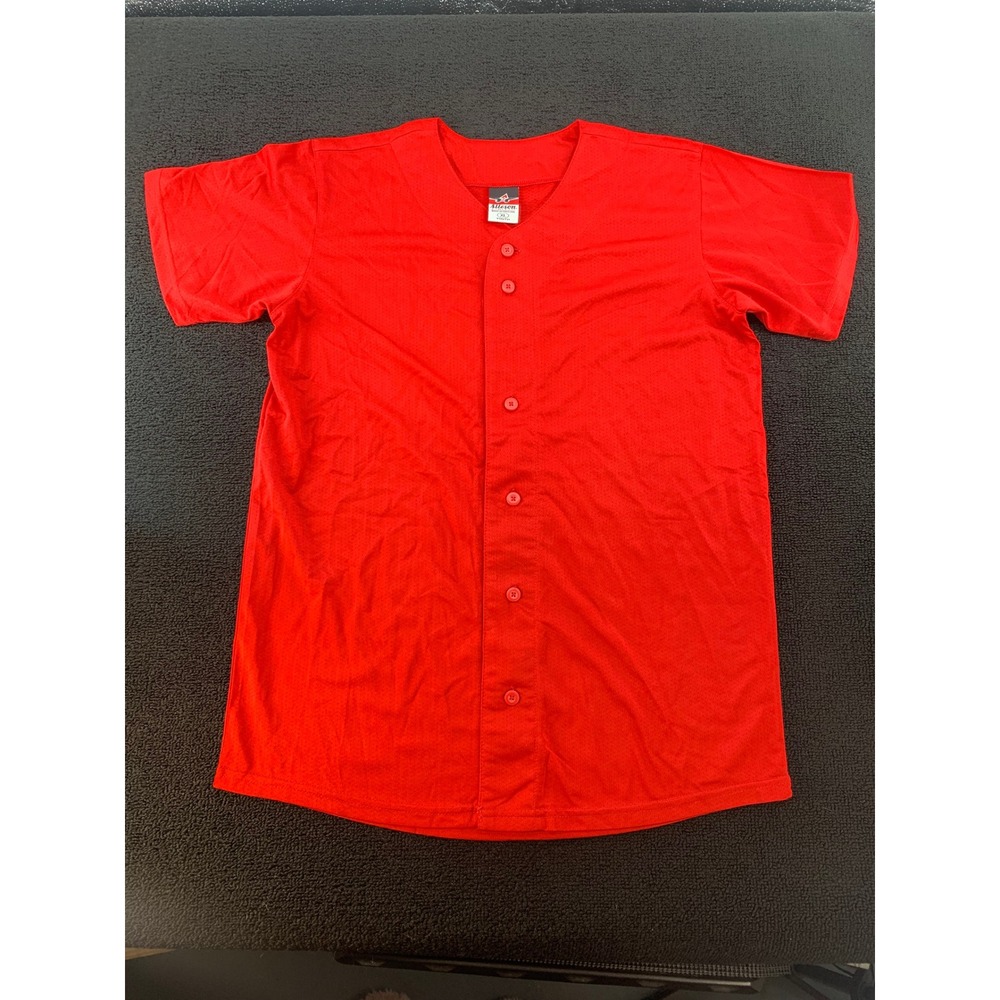 Alleson Athletic Youth‎ XL Red Button Front Short Sleeve Baseball Jersey